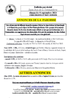 Annonces du8 septembre 2024