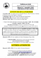 Annonces du7 septembre 2025