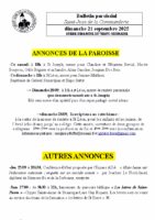 Annonces du21 septembre 2025