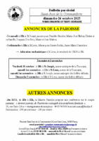 Annonces du26 octobre 2025